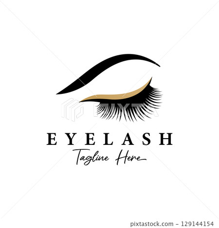 Beautiful and luxurious and modern women's eyelashes and eyebrows Logo Design. Logo for business, beauty salon, makeup, eyelash shop. 129144154