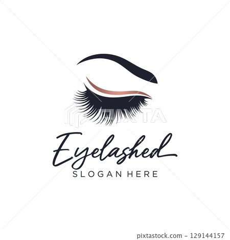 Beautiful and luxurious and modern women's eyelashes and eyebrows Logo Design. Logo for business, beauty salon, makeup, eyelash shop. Beautiful and luxurious and modern women's eyelashes and eyebrows Logo Design. Logo for business, beauty salon, makeup, eyelash shop. 129144157