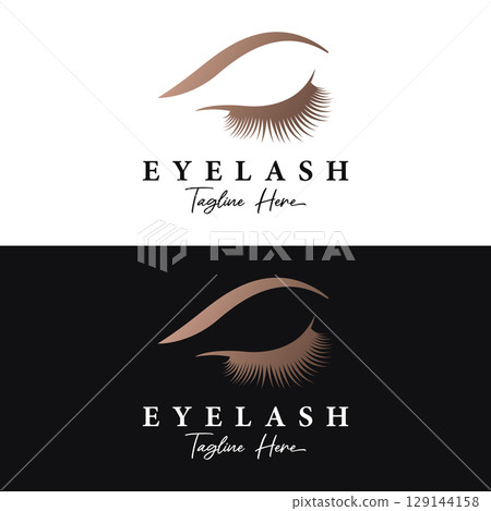 Beautiful and luxurious and modern women's eyelashes and eyebrows Logo Design. Logo for business, beauty salon, makeup, eyelash shop. Beautiful and luxurious and modern women's eyelashes and eyebrows Logo Design. Logo for business, beauty salon, makeup, eyelash shop. 129144158