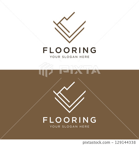 Premium classic parquet wood tile or ceramic tile logo template design. Premium classic parquet wood tile or ceramic tile logo template design. 129144338