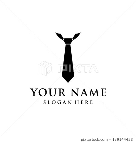 Vintage gentlemen tie logo template design.Elegant menswear fashion logo. Vintage gentlemen tie logo template design.Elegant menswear fashion logo. 129144438