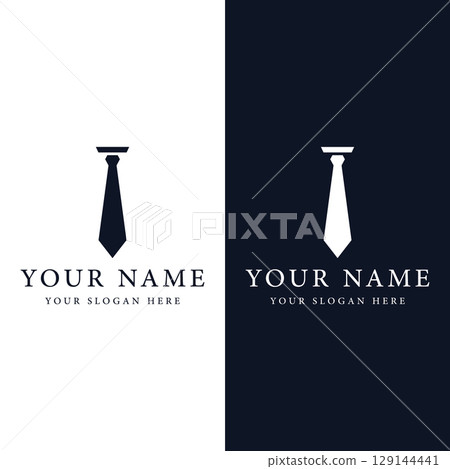Vintage gentlemen tie logo template design.Elegant menswear fashion logo. Vintage gentlemen tie logo template design.Elegant menswear fashion logo. 129144441