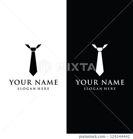 Vintage gentlemen tie logo template design.Elegant menswear fashion logo. 129144442
