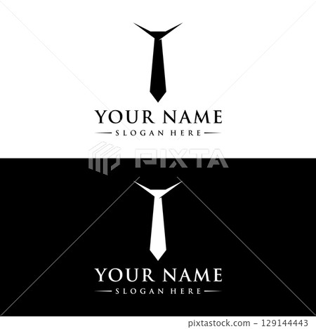 Vintage gentlemen tie logo template design.Elegant menswear fashion logo. 129144443