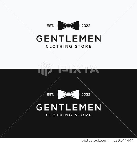 Vintage gentlemen tie logo template design.Elegant menswear fashion logo. 129144444