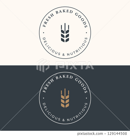 Delicious and tasty organic Fresh Baked Bakery Shop Logo design retro vintage.Logo for bakery shop, label or badge, business. Delicious and tasty organic Fresh Baked Bakery Shop Logo design retro vintage.Logo for bakery shop, label or badge, business. 129144508