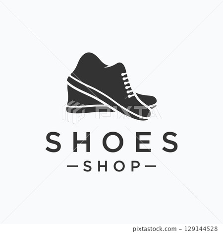Men's shoe logo template design for running or sport.Logo for shoe shop, fashion and business. 129144528