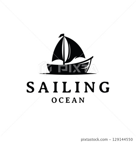 Vintage sailboat logo design. Logo for nautical, ocean, marine, badge. 129144550