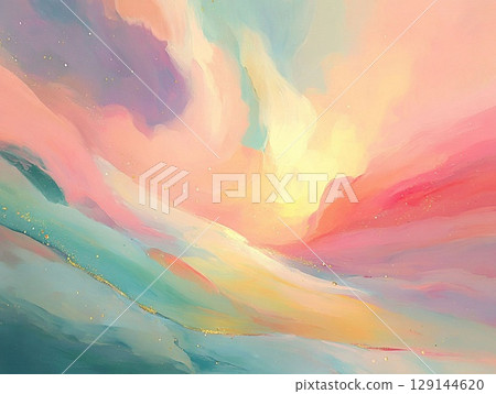 A fantastic abstract background with pastel paints and sparkling gold glitter 2 129144620