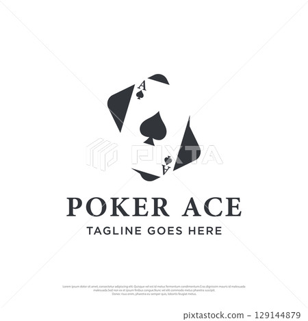 Premium ace poker card template logo element. Logo for gambling games, casinos, tournaments and clubs. 129144879