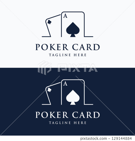 Premium ace poker card template logo element. Logo for gambling games, casinos, tournaments and clubs. 129144884