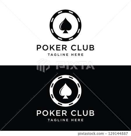 Premium ace poker card template logo element. Logo for gambling games, casinos, tournaments and clubs. 129144887