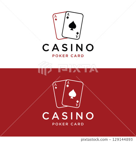 Premium ace poker card template logo element. Logo for gambling games, casinos, tournaments and clubs. 129144893