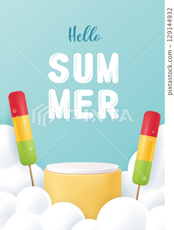 Summer ice cream stick product display stand, summer beer ice cream bulletin board material sheet 129144932