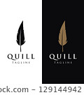 Luxurious author's feather design logo with creative ideas. Inspired by the author, quill feather. 129144942