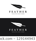Luxurious author's feather design logo with creative ideas. Inspired by the author, quill feather. 129144943