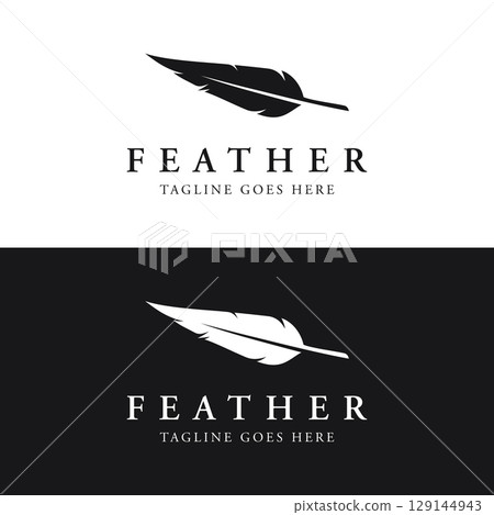 Luxurious author's feather design logo with creative ideas. Inspired by the author, quill feather. 129144943