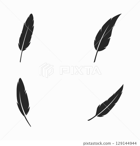 Luxurious author's feather design logo with creative ideas. Inspired by the author, quill feather. Luxurious author's feather design logo with creative ideas. Inspired by the author, quill feather. 129144944