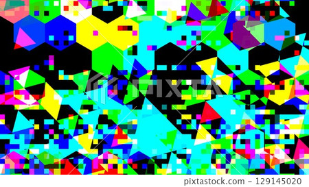 Colorful noise glitch digital material, error old TV screen graphic line pattern grid background 129145020