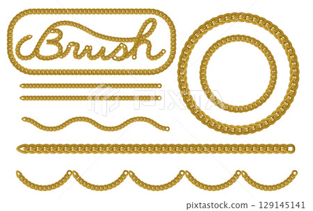 可客製化裝飾鏈向量圖案筆刷素材 | 三角環鏈 129145141