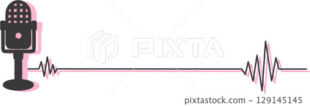 Illustration of a microphone and lines in the shape of a sound waveform 129145145