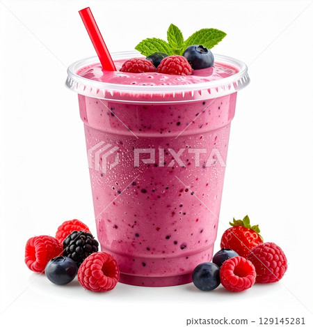 smoothies with berries and mint 129145281