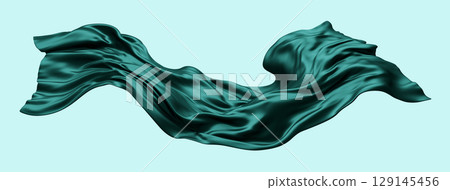 Luxury dark green fabric isolated on green background 3D render Luxury dark green fabric isolated on green background 3D render 129145456