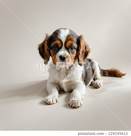 躺著的騎士查理王小獵犬小狗 129145612