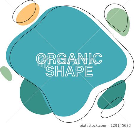 organic shape with fluid line curve badge collection, flat vector pastel design for branding or advertisement 129145683