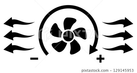 Adjustable ventilation speed and airflow with cooling fan icon. Ventilation fan sign. Adjustable fan speed controls and airflow turbine symbol. flat style. Adjustable ventilation speed and airflow with cooling fan icon. Ventilation fan sign. Adjustable fan speed controls and airflow turbine symbol. flat style. 129145953