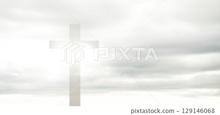 Cross Christian God Religion on Sky Background, Jesus Church Worship Pray Catholic Grace Christ, Symbols Christ Love Holy Spiritual Hope Peach Victory Spirit Mditation Catholicism Crucifix Trush. 129146068