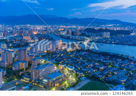 [Fukuoka Prefecture] Evening view of Fukuoka City from Fukuoka Tower 129146265