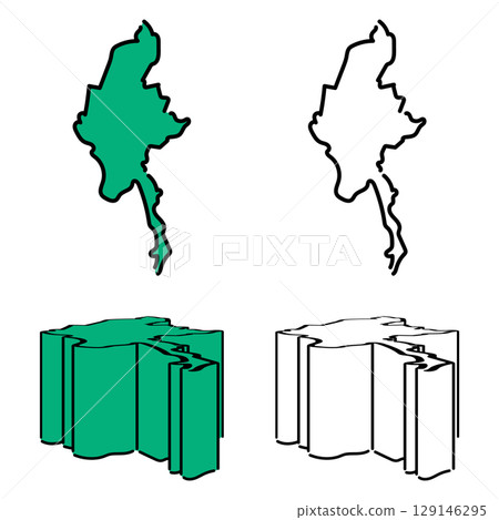 手寫緬甸聯邦共和國向量素材集01 129146295