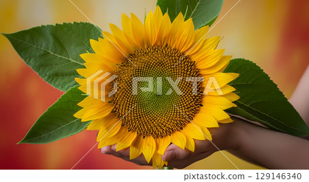 手掌上的向日葵:象徵太陽與希望的花朵 手掌上的向日葵:象徵太陽與希望的花朵 129146340