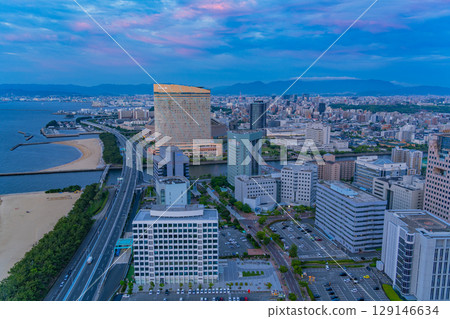 [Fukuoka Prefecture] Evening view of Fukuoka City from Fukuoka Tower 129146634