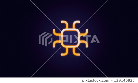 Futuristic microchip design with glowing elements on a dark background 129146925
