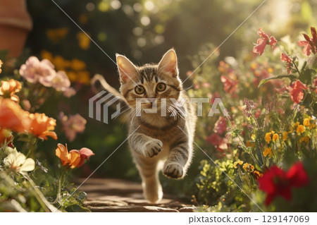 cat in the garden 129147069