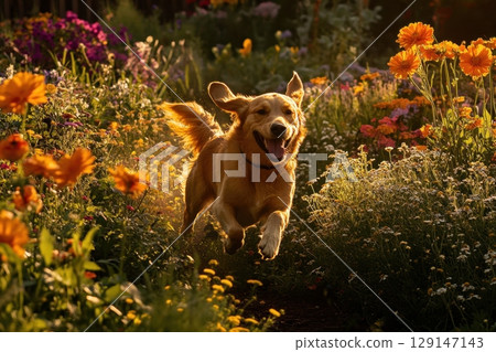 dog on the field 129147143