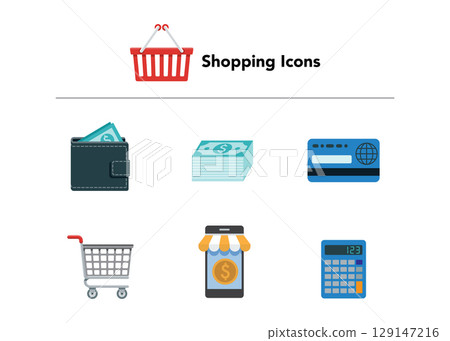 Shopping icons set stock illustration 129147216