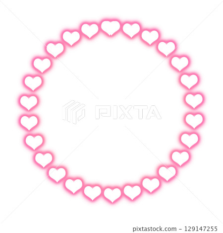 Pink glowing heart circular frame on transparent background Pink glowing heart circular frame on transparent background 129147255
