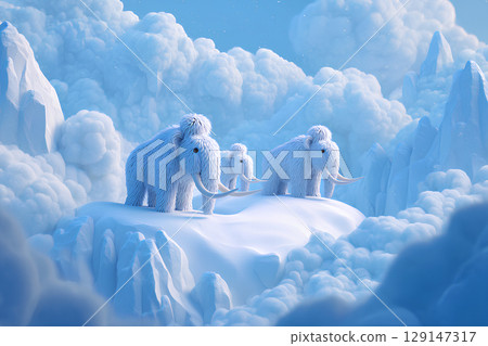 猛獁象和冰山的酷炫場景(動畫風格) 猛獁象和冰山的酷炫場景(動畫風格) 129147317