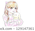 拿著絨毛玩具的女孩 129147361