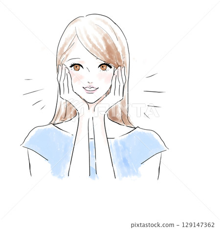 A woman whose worries have been resolved 129147362