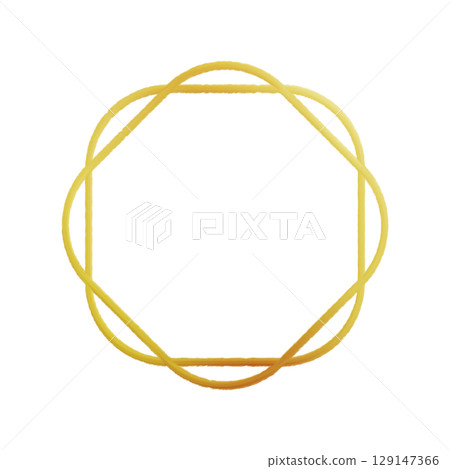 Intersecting circular gold geometric frame on transparency background 129147366