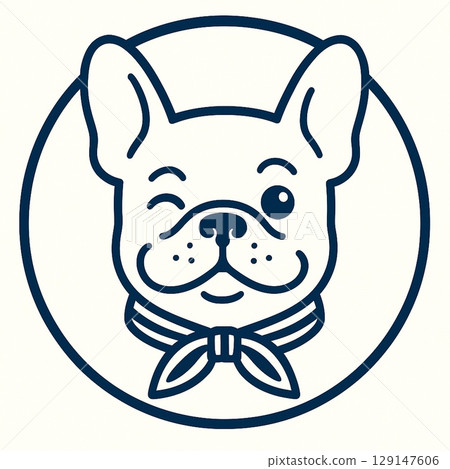 Cute French Bulldog Frenchie [Navy Blue/Icon] Generative AI 129147606