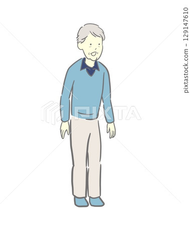 一位老人的彩色插圖 129147610