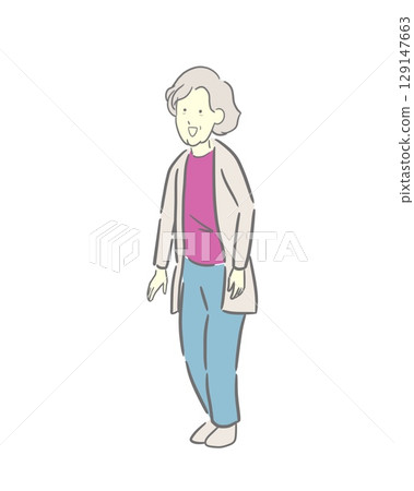 Color illustration of a senior woman Color illustration of a senior woman 129147663