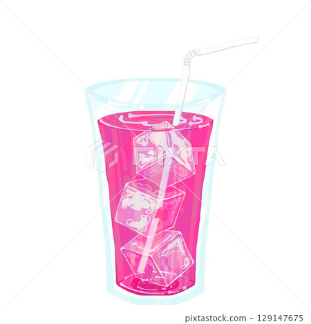 Strawberry juice with straw and ice Strawberry juice with straw and ice 129147675