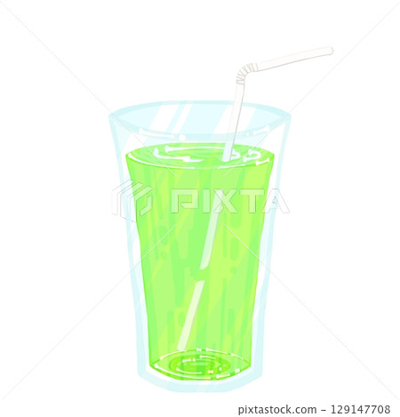 Melon juice with a straw Melon juice with a straw 129147708