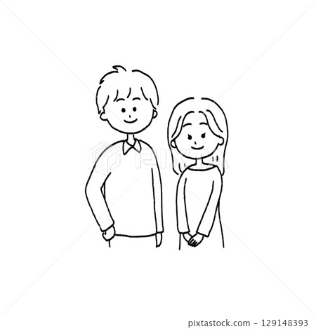 Illustration of young couple Illustration of young couple 129148393